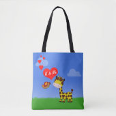 Tote Bag Giraffe et papillon en amour (Devant)