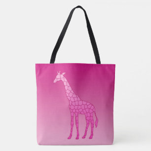 Tote Bag Giraffe géométrique moderne, Fuchsia et rose clair