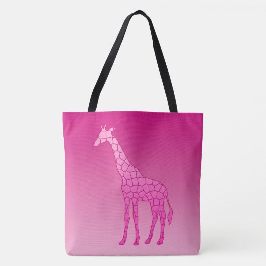 Tote Bag Giraffe géométrique moderne, Fuchsia et rose clair (Devant)