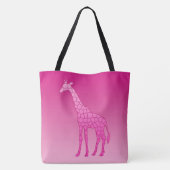 Tote Bag Giraffe géométrique moderne, Fuchsia et rose clair (Dos)