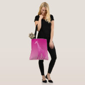 Tote Bag Giraffe géométrique moderne, Fuchsia et rose clair (Sur le modèle)