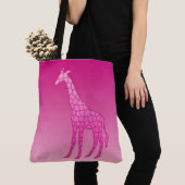 Tote Bag Giraffe géométrique moderne, Fuchsia et rose clair (De près)