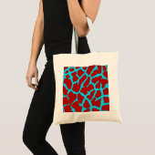 Tote Bag Giraffe Imprimé Rouge Cyan (Devant (produit))