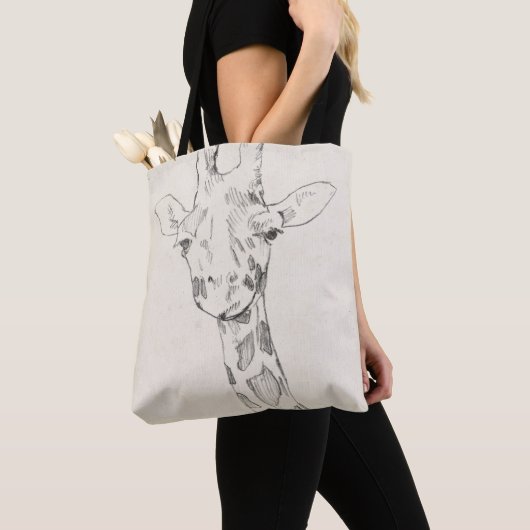 Tote Bag Giraffe Portrait | Croquis (De près)