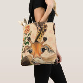 Tote Bag Giraffe Romantique - Messieurs - Ajouter Votre Tex (De près)
