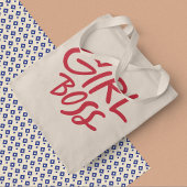 Tote Bag Girl Boss Red Bold Typography Script Feminine