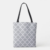 Tote Bag Girl Grey Quatrefoil Lavender Monogramme et nom (Dos)