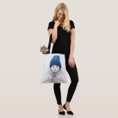 Tote Bag Girl In a Blue Knit Hat (Sur le modèle)