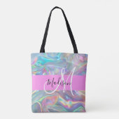 Tote Bag Girl Rainbow Holographic Iridescente Monogramme No (Dos)