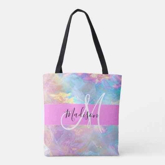 Tote Bag Girl Rainbow Holographic Iridescente Monogramme No (Dos)