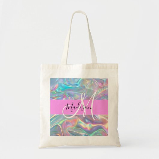 Tote Bag Girl Rainbow Holographic Iridescente Monogramme No (Devant)