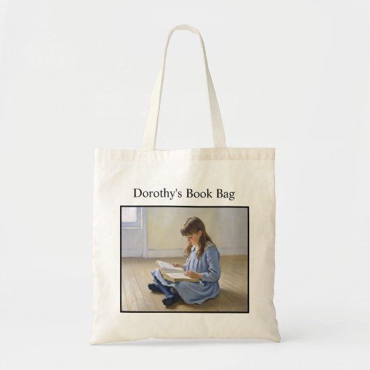 Tote Bag Girl Reading Book Lover Custom School or Library  (Devant)