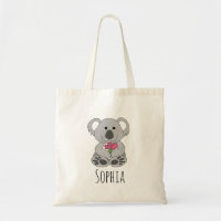 Girls Cute Koala Bear and Flowers and Name Kids