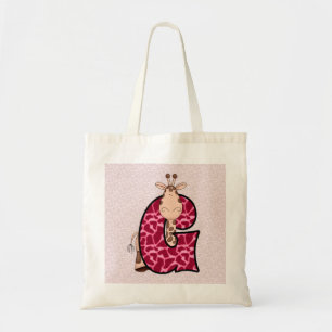 Tote Bag Girls Giraffe rose avec lettre G