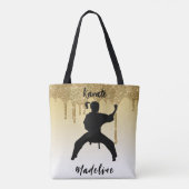 Tote Bag Girls Karate Stance Gold Parties scintillant Drip (Dos)