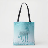 Tote Bag Girly Glitz Aqua Turquoise Parties scintillant Uni (Devant)