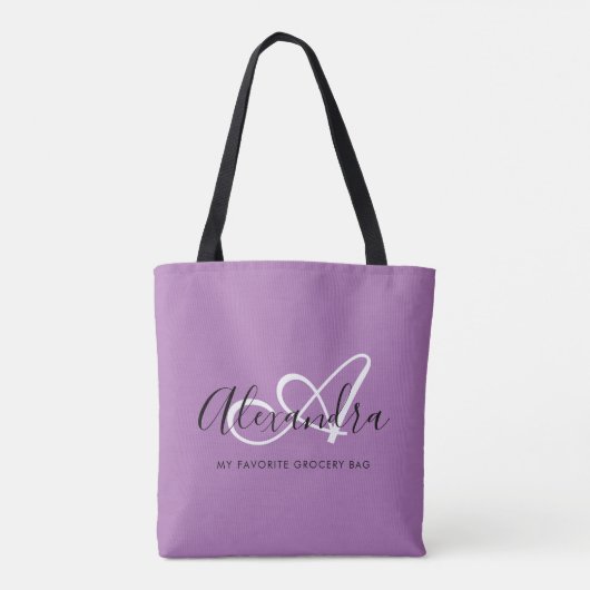 Tote Bag Girly Lavander Chic Élégant Script Monogramme (Dos)