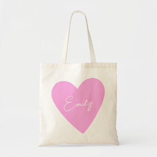 Tote Bag Girly Pink Heart Fourre-tout avec nom (Devant)