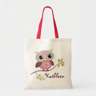 Tote Bag Girly Pink Owl Budget Fourre-tout
