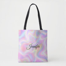 Girly Vibrant Pastel Holographic Swirl Design     
