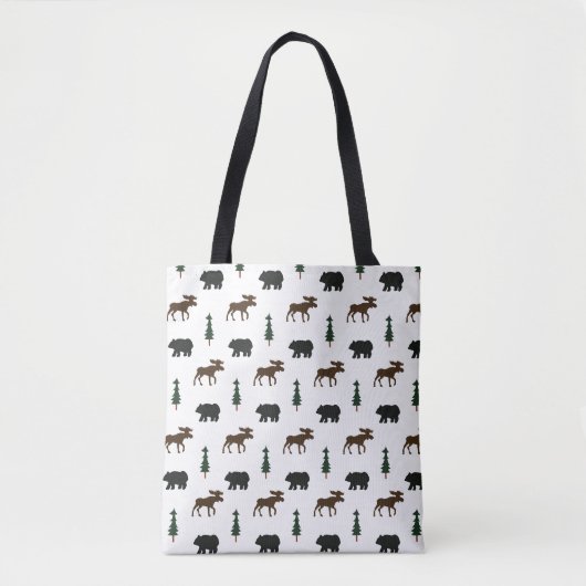 Tote Bag Gîte de camping rustique ours et orignal (Devant)