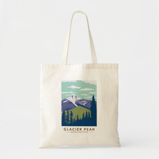 Tote Bag Glacier Peak Washington Travel Art Vintage (Devant)