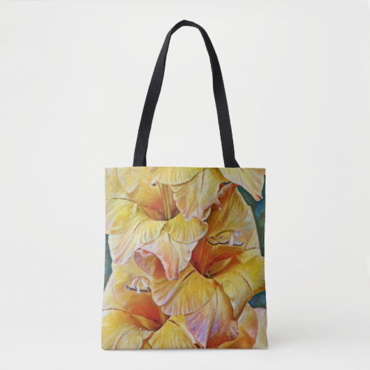 Tote Bag Gladiolus jaune or Fleurs Art Fourre-tout (Devant)