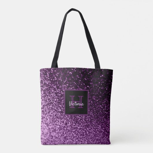Tote Bag Glam à parties scintillant violette brillant girly (Dos)