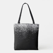 Tote Bag Glam Black Silver Parties scintillant Nom du monog (Dos)
