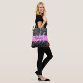 Tote Bag Glam Chic Rose Parties scintillant noire Nom étinc (Sur le modèle)
