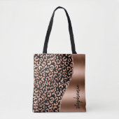 Tote Bag Glam Leopard Spots Rose Gold Black Metallic Nom (Devant)