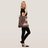 Tote Bag Glam Leopard Spots Rose Gold Black Metallic Nom (Sur le modèle)