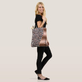 Tote Bag Glam Leopard Spots Rose Gold Nom métallique (Sur le modèle)