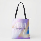 Tote Bag Glam Lilac Gold Abstrait Peinture Élégant Monogram (Devant)