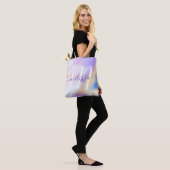 Tote Bag Glam Lilac Gold Abstrait Peinture Élégant Monogram (Sur le modèle)