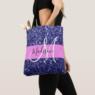 Tote Bag Glam Navy Blue Rose Parties scintillant Étincelles