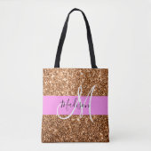 Tote Bag Glam Pink & Copper Parties scintillant étincelles  (Devant)