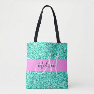 Tote Bag Glam rose Turquoise Parties scintillant étincelles