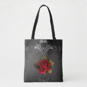 Tote Bag Glamour gothique Rouge Rose Noir Glam ornemental (Devant)