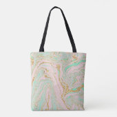 Tote Bag Glamour Moderne Plutôt Rose Mint Or Marbling (Dos)