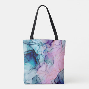 Tote Bag Glamour Moderne Rose Violet Turquoise Éthéré Encre