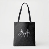 Tote Bag Glamour noir gris et blanc monogramme (Devant)