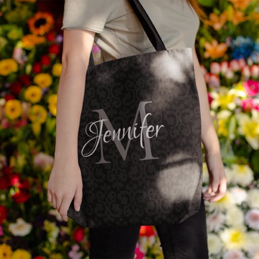 Tote Bag Glamour noir gris et blanc monogramme