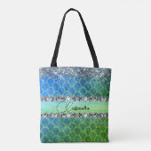 Tote Bag Glitter Blue Green Mermaid Diamant Bling (Dos)