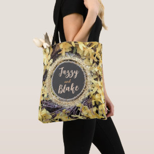 Tote Bag Glitterie de germe jaune Floral personnalisée