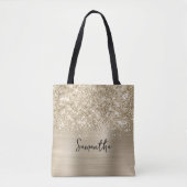 Tote Bag Glittery Pale Gold Glam Name (Devant)