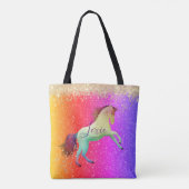 Tote Bag Glittery Rainbow Unicorn Personnalisé (Dos)