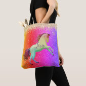 Tote Bag Glittery Rainbow Unicorn Personnalisé (De près)