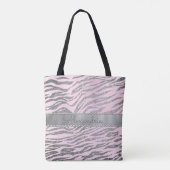 Tote Bag Glittery Silver Zebra Imprimer sur rose Personnali (Dos)