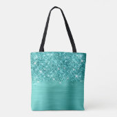 Tote Bag Glittery Turqoise Turquoise Nom (Dos)